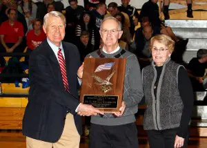 Ron Galbreath (Center) with his wife, Patricia, and game chairman Norb Bashnagel