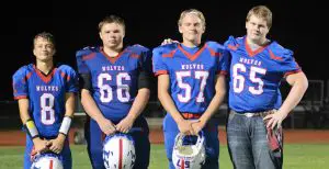 Four East Forest students - from left Aiden Quinn, Anthony Smith, Jonah Spuck, James Porterfield - are members of the Kane football team that will play Clarion for the D9 2A title Friday